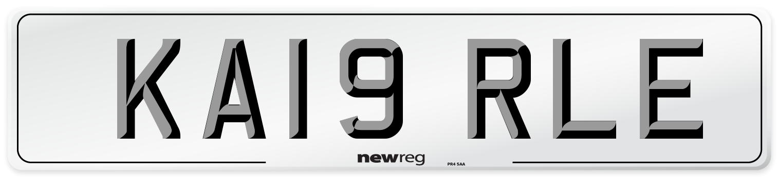 KA19 RLE Number Plate from New Reg